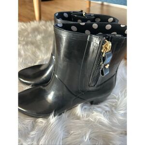 Kate Spade New York Penny Boots Black Sz 11 Womens Rubber Ankle Rain Shoes